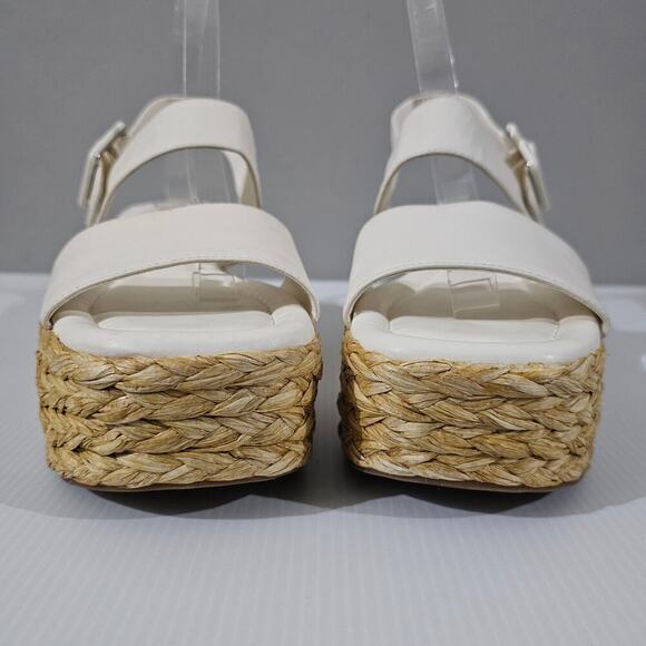 NEW Marc Fisher LTD Patryce Sandal Womens 9 Ivory Leather Espadrille Platform - Picture 6 of 13